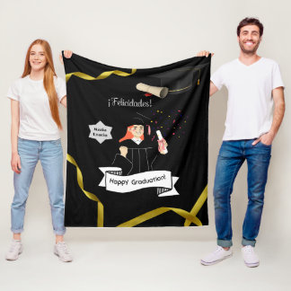 Polar liner graduation personalized name fleece blanket