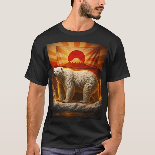 Polar Majesty: Fuji & Rising Sun Graphic Bear Tee (Front)