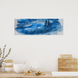 Polar Mountains and Trees Landscape Poster