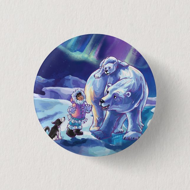 Polar Pals 3 Cm Round Badge (Front)