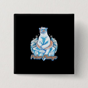 Polar Plunge Ice Jump Funny Polar Bear Winter Swim 15 Cm Square Badge