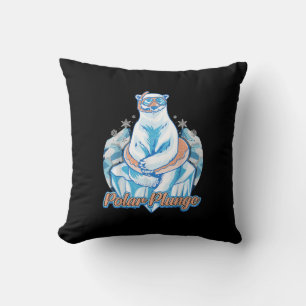 Polar Plunge Ice Jump Funny Polar Bear Winter Swim Cushion
