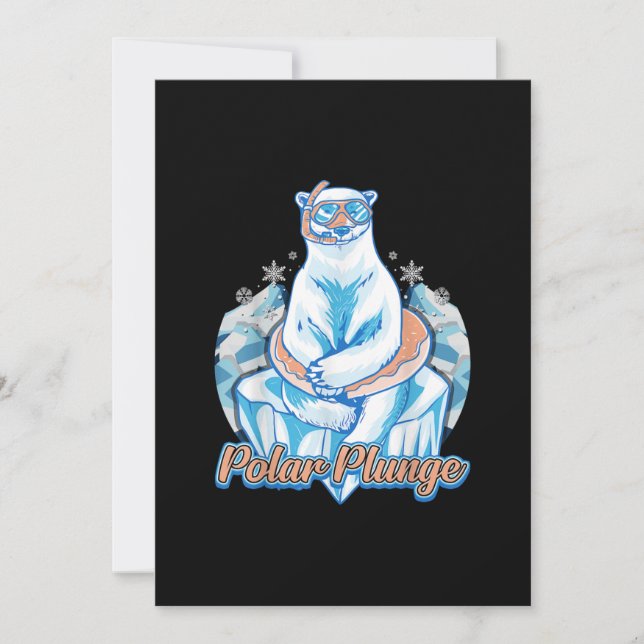 Polar Plunge Ice Jump Funny Polar Bear Winter Swim Holiday Card (Front)