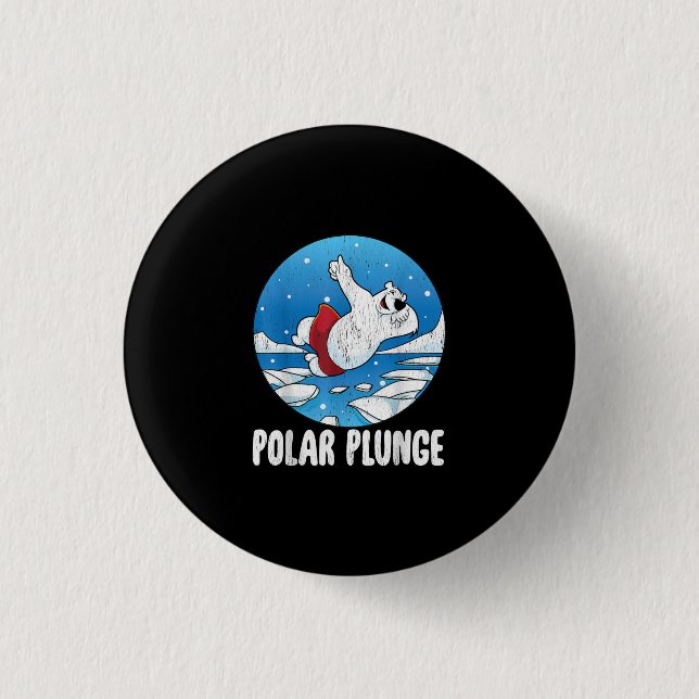 Polar Plunge Ice Jump Polar Bear Winter Swim 3 Cm Round Badge (Front)