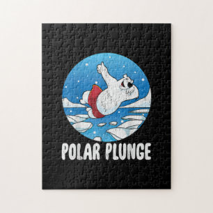 Polar Plunge Ice Jump Polar Bear Winter Swim Jigsaw Puzzle