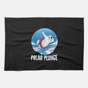 Polar Plunge Ice Jump Polar Bear Winter Swim Tea Towel