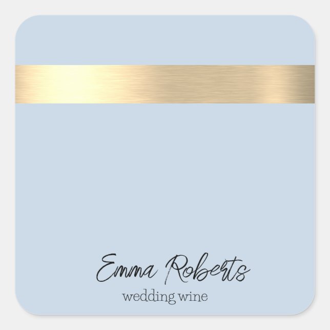 Polar Sky Blue Gold Foil Rustic Faux  Square Sticker (Front)