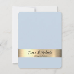 Polar Sky Blue Gold Foil Rustic Wedding Invitation