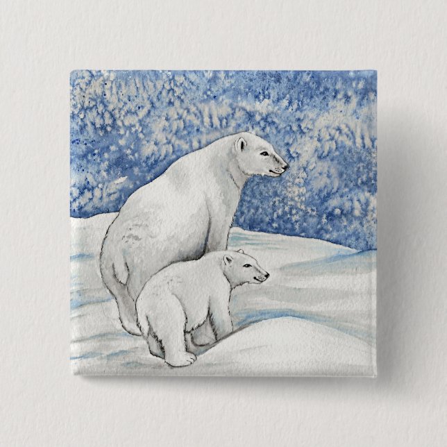 Polar Snow Bears 15 Cm Square Badge (Front)