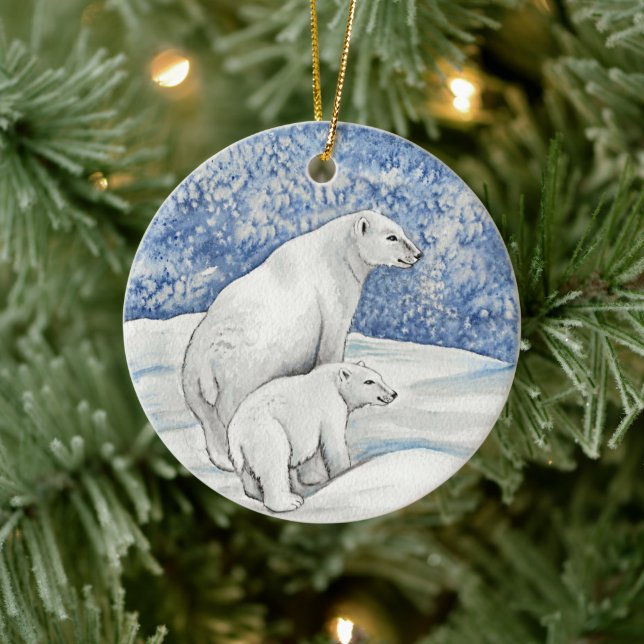 Polar Snow Bears Ceramic Tree Decoration (Tree)