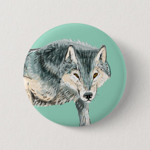 Polar totem wolf 6 cm round badge