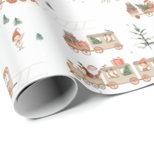 Polar train - Elf Santa helpers Happy holidays  Wrapping Paper