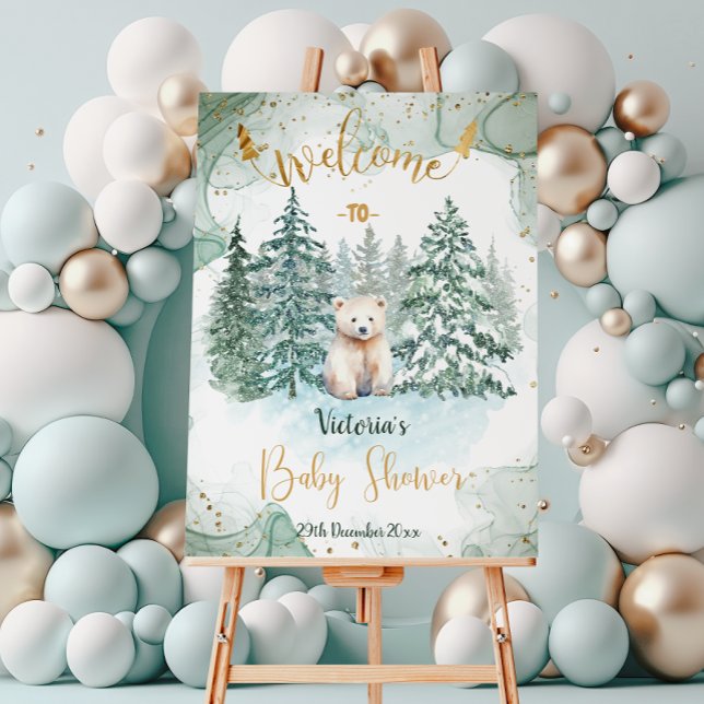 Polar White Bear Baby Shower Welcome Sign (Creator Uploaded)