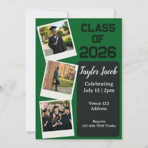 Polaroid Editable Colour Picture Graduation Invitation