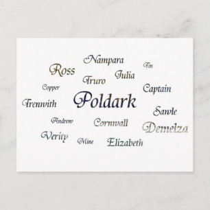 Poldark Names Postcard