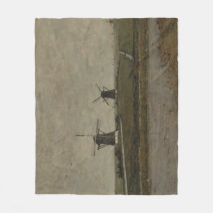 Polder with Mills near Overschie Fleece Blanket