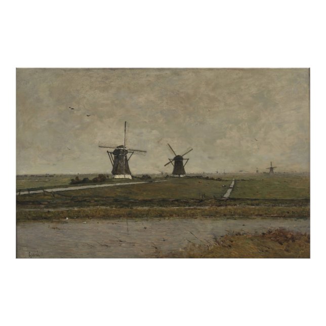 Polder with Mills near Overschie  Photo Print (Front)