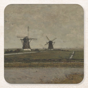 Polder with Mills near Overschie Square Paper Coaster