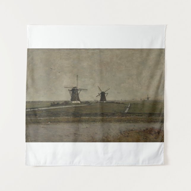 Polder with Mills near Overschie  Tapestry (Front)