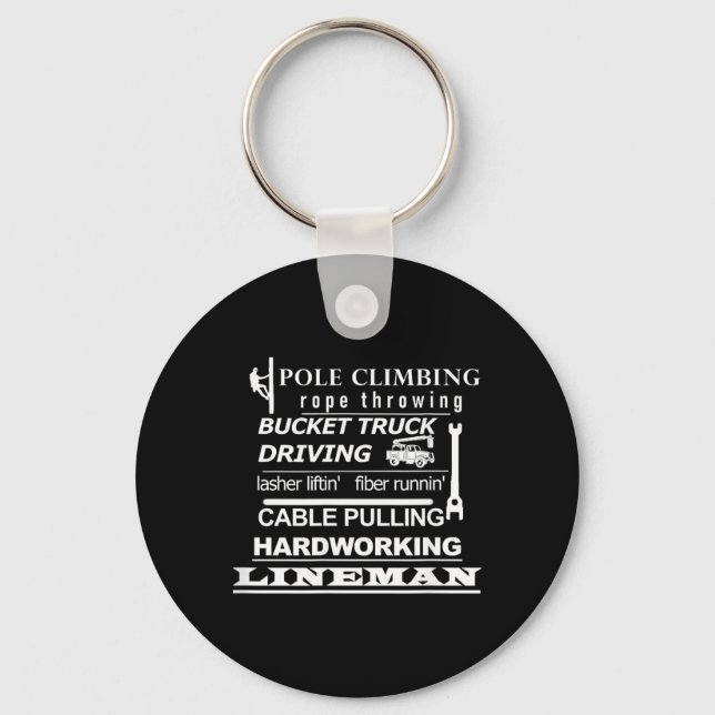 Pole Climbing Fibre Running Cable Pulling Lineman Key Ring (Front)