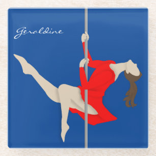 Pole Fitness Glass Coaster