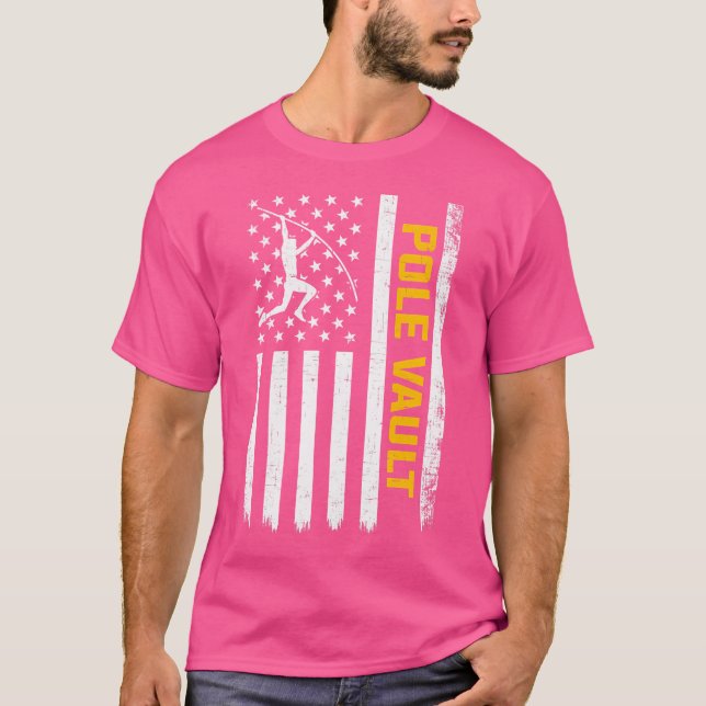 Pole Vault American Flag Pole Vault T-Shirt (Front)
