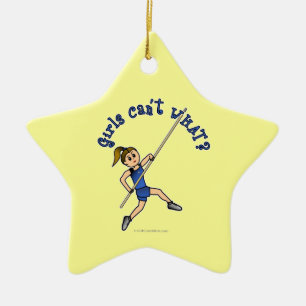 Pole Vault - Blue (Light) Ceramic Tree Decoration