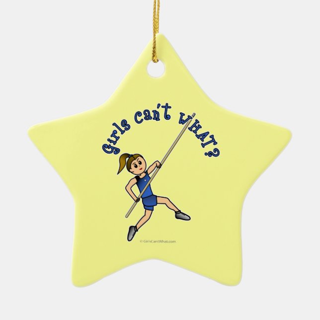 Pole Vault - Blue (Light) Ceramic Tree Decoration (Front)
