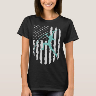 Pole Vault Girl American Flag USA Patriotic Pole T-Shirt