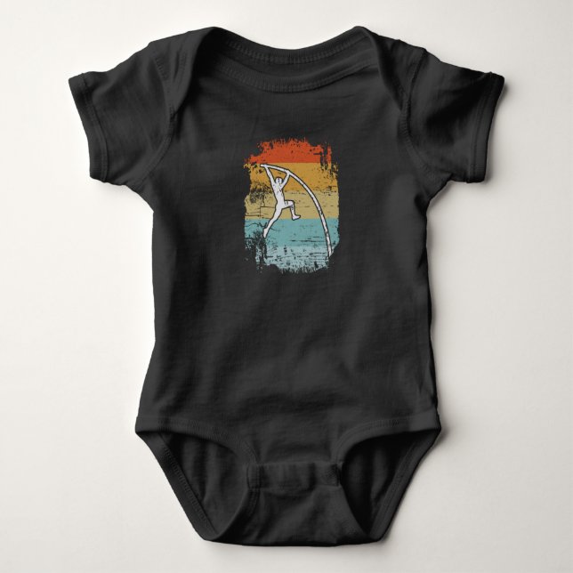 Pole Vault Pole Vaulting Retro Baby Bodysuit (Front)