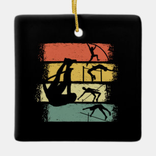 Pole Vault Retro Ceramic Ornament