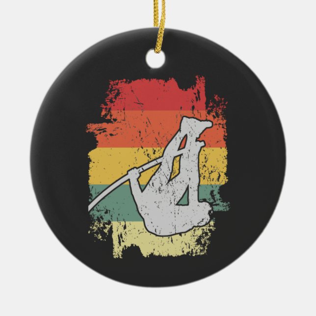 Pole Vaulting Design for a Pole Vaulter Ceramic Tree Decoration (Front)