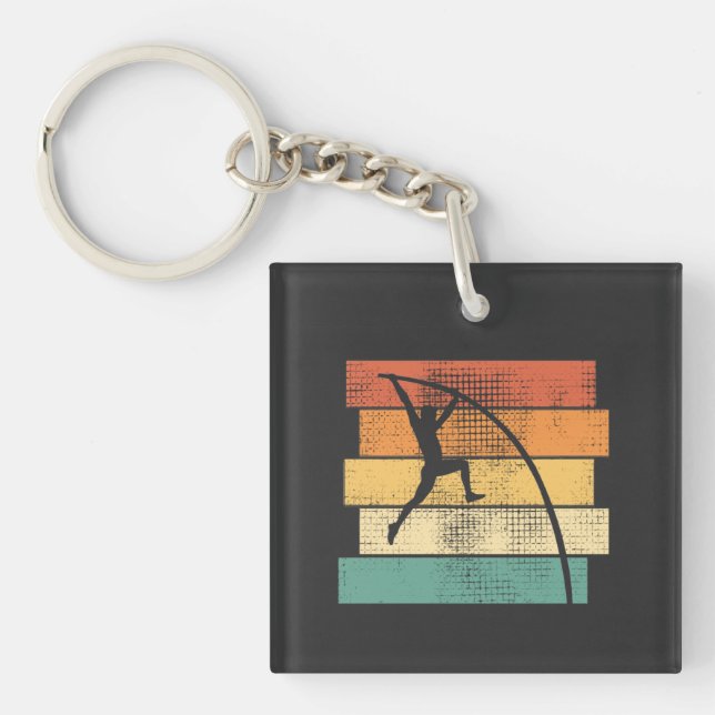 Pole Vaulting Retro Key Ring (Front)
