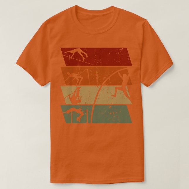 Pole Vaulting Retro Vintage T-Shirt (Design Front)