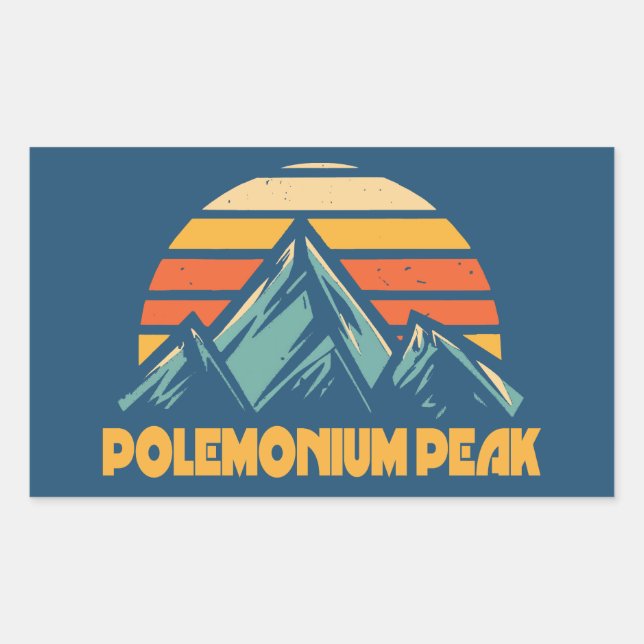 Polemonium Peak California Retro Turquoise Rectangular Sticker (Front)
