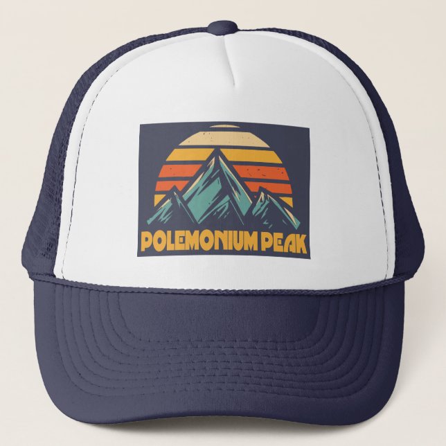Polemonium Peak California Retro Turquoise Trucker Hat (Front)