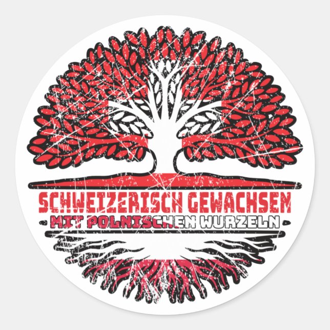Polen Polnisch Schweizer Schweiz Baum Wurzel Classic Round Sticker (Front)