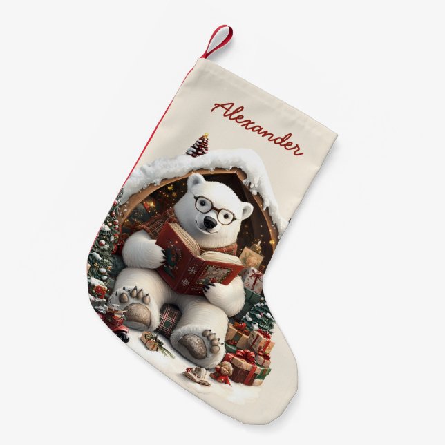 Poler Bear Custom Name Small Christmas Stocking (Front (Hanging))