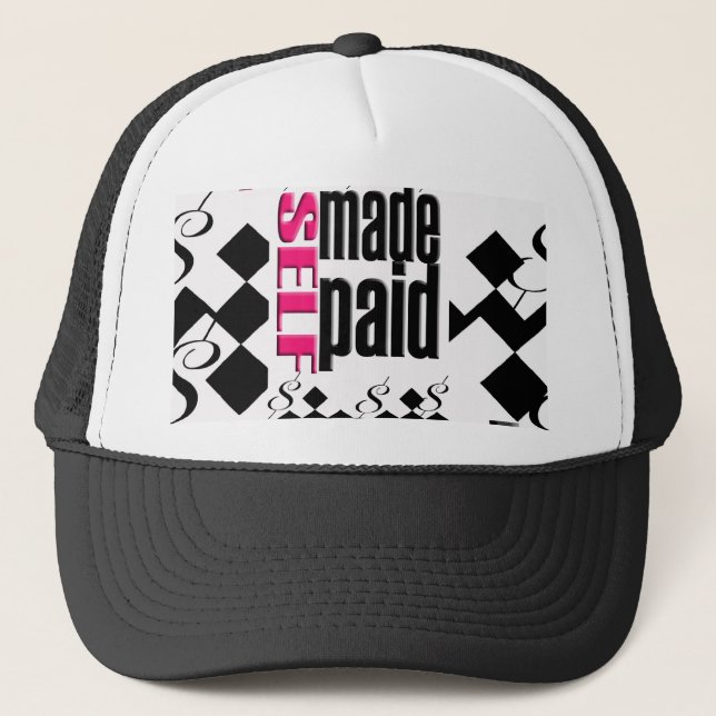 POLI$HED= "SELF MADE&PAID" bball-hat Trucker Hat (Front)