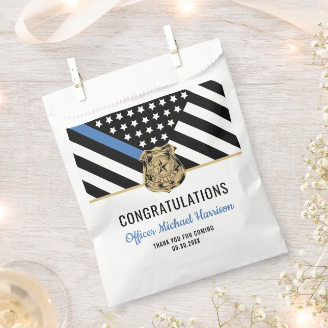 Police Academy Blue Line Congratulation Graduation Favour Bags (Clipped)