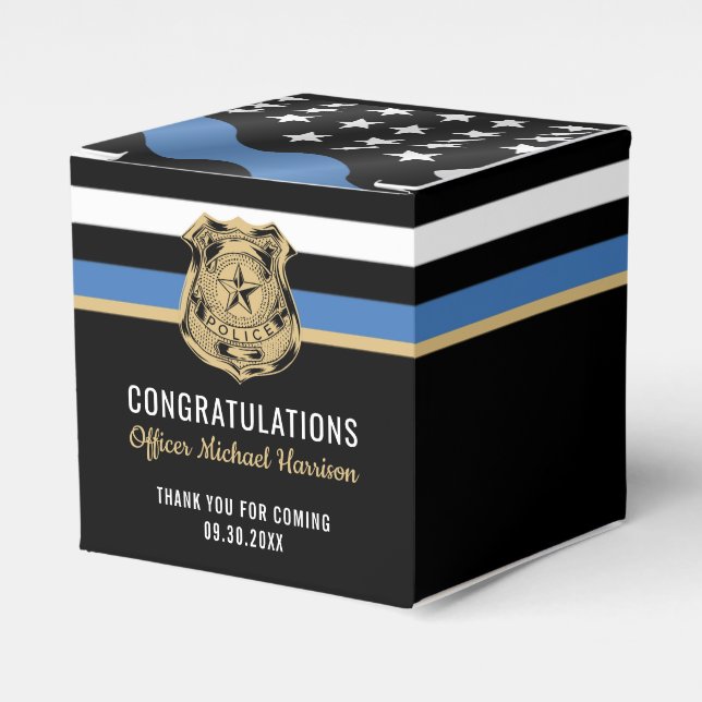 Police Academy Congratulations Graduation Party Favour Box (Front Side)