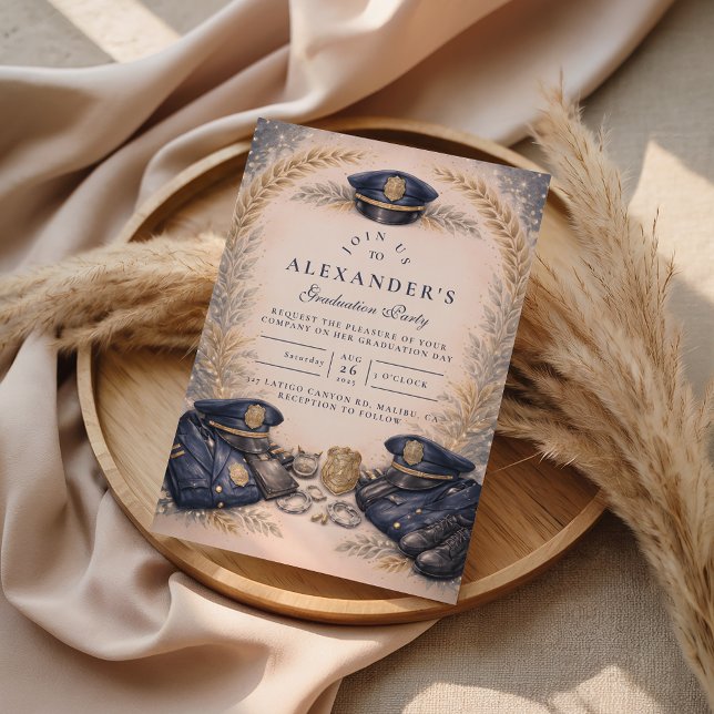 Police Academy Formal Badge Graduation Invitation (Creator Uploaded)