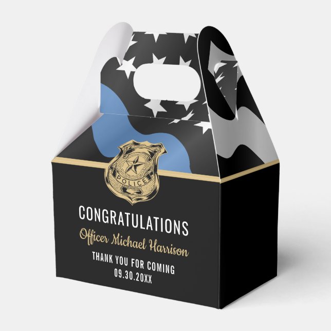 Police Academy Graduation Blue Line Flag Favour Box (Front Side)