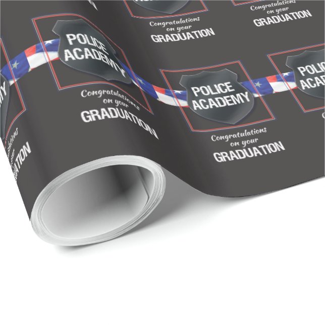 Police Academy Graduation, Congratulations Wrapping Paper (Roll Corner)