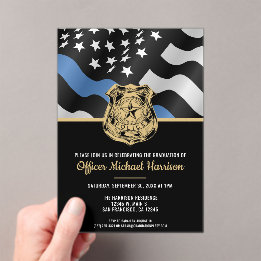 Police Academy Graduation Law Enforcement Flag Acrylic Invitations