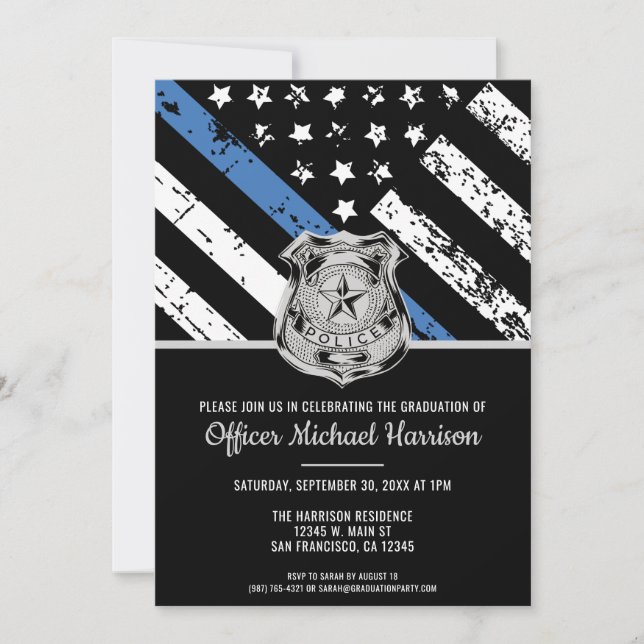 Police Academy Graduation Law Enforcement Invitation (Front)