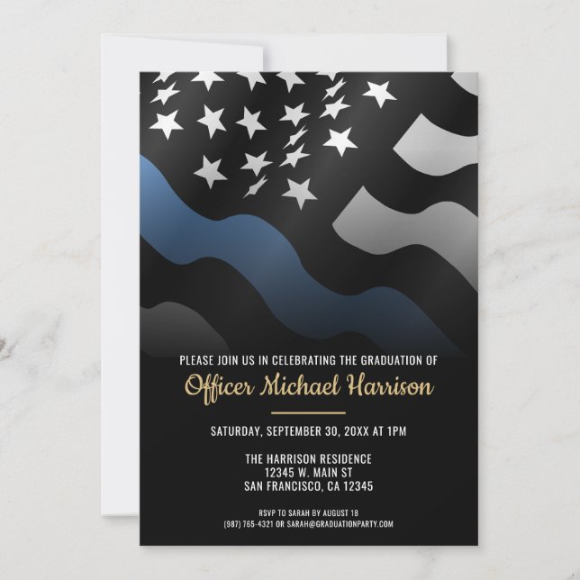 Police Academy Graduation Law Enforcement Officer Invitation (Front)