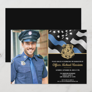 Police Academy Graduation Law Enforcement Photo Invitation