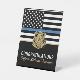 Police Academy Graduation Officer Congratulations Pedestal Sign