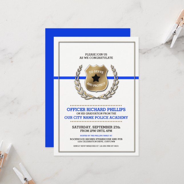 Police Academy Graduation Party Invitation (Front/Back In Situ)
